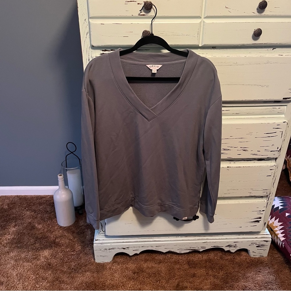 Orvis Charcoal V-Neck Women's Sweatshirt. Size medium.